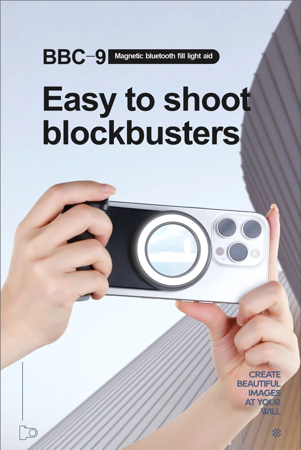 Estabilizador Bluetooth con Luz de Relleno para Iphone Android